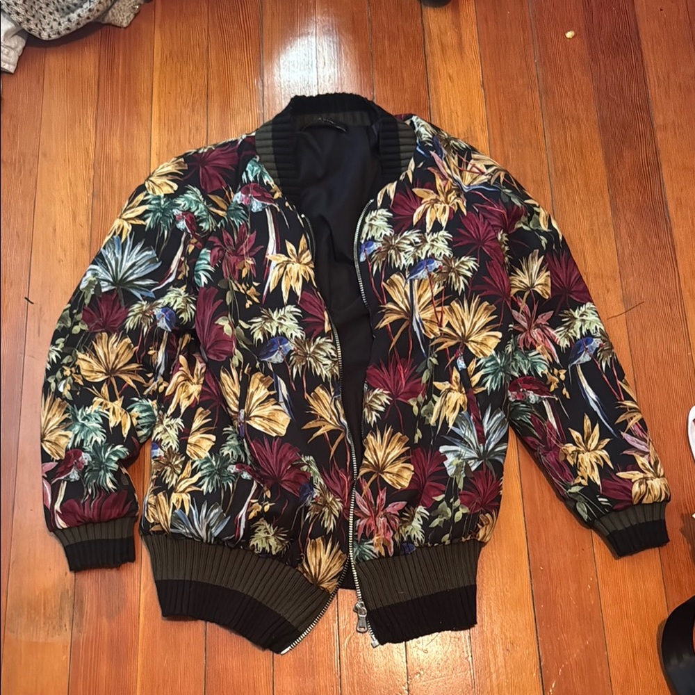Zara Multicolor Floral Bomber Jacket
